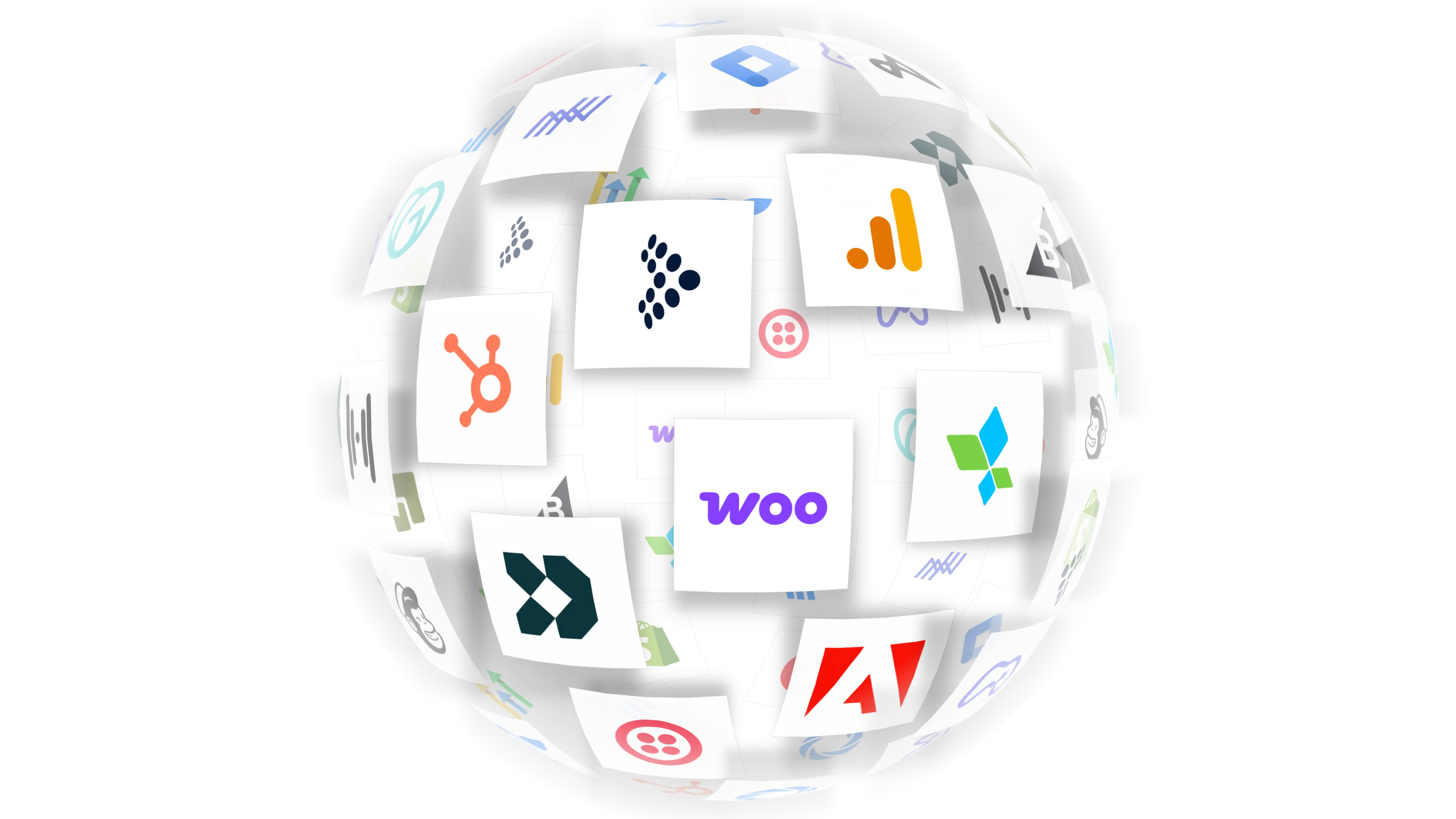Sphere of connected software logos
